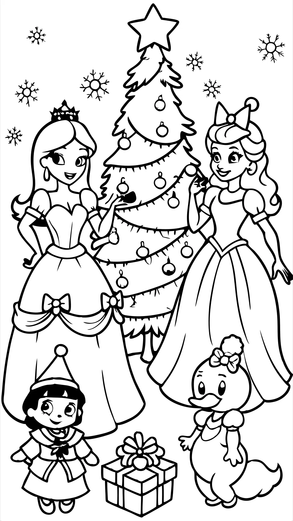 Páginas para colorear de Navidad de Disney Princess